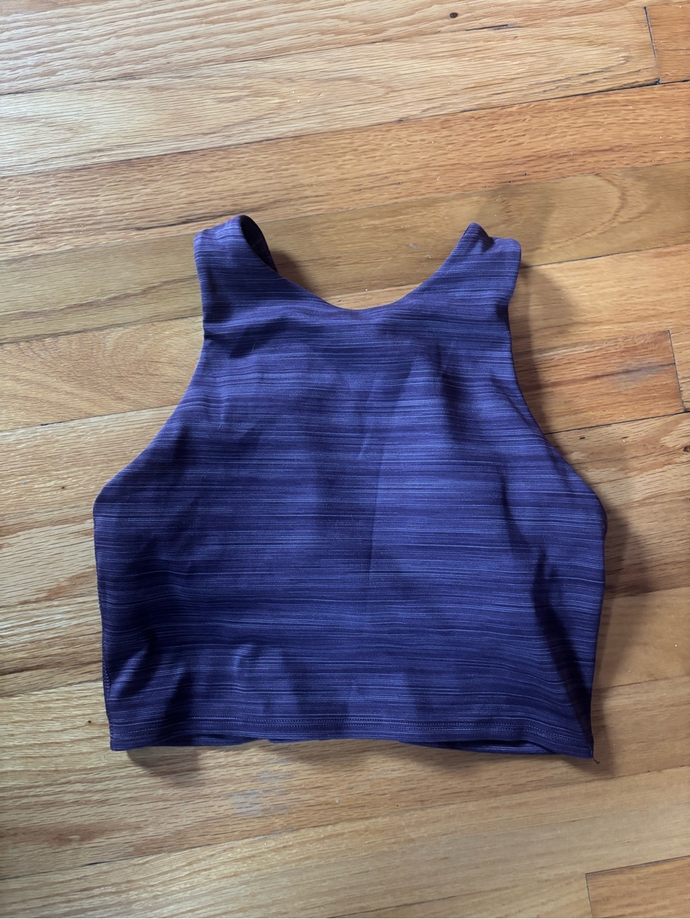 Athleta Striped High-Neck Crop Tank in Deep Purple